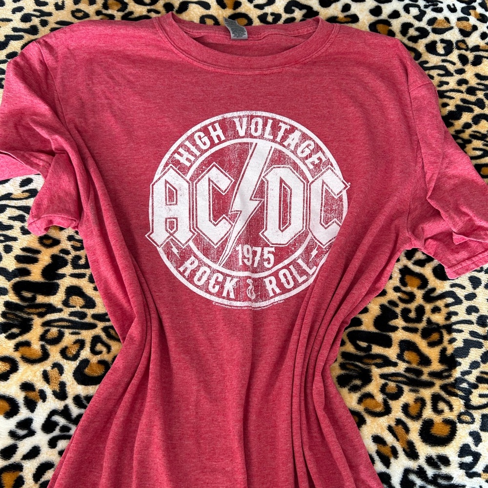 AC/DC Vintage Red Rock Band Graphic Tee